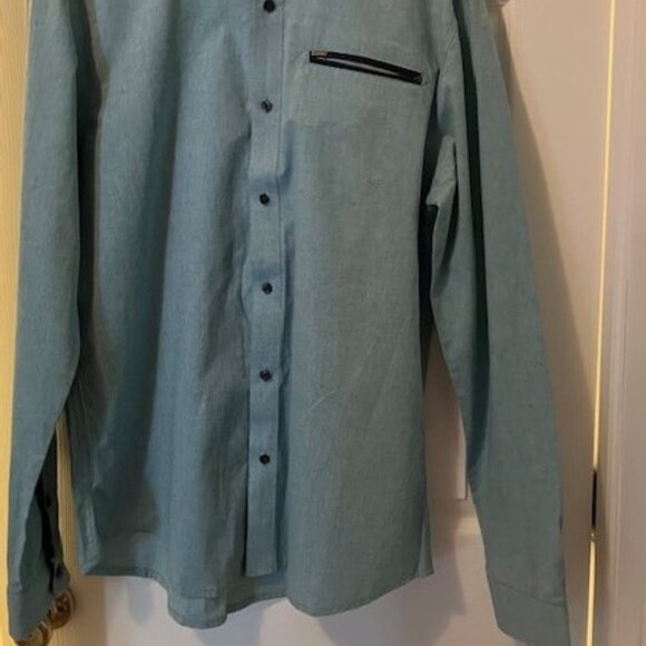 Split Bound By Name. Aqua - Button Up Men's Long Sleeve Shirt Wrinkle Free - Picture 4 of 10